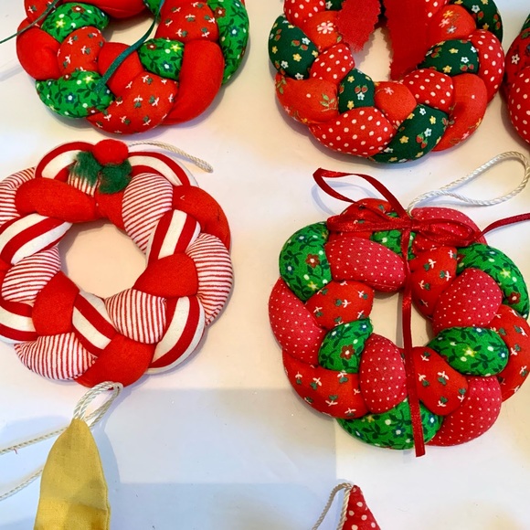 Vintage Quilted Calico Ornaments Scandinavian Farm House Christmas - Picture 5 of 14